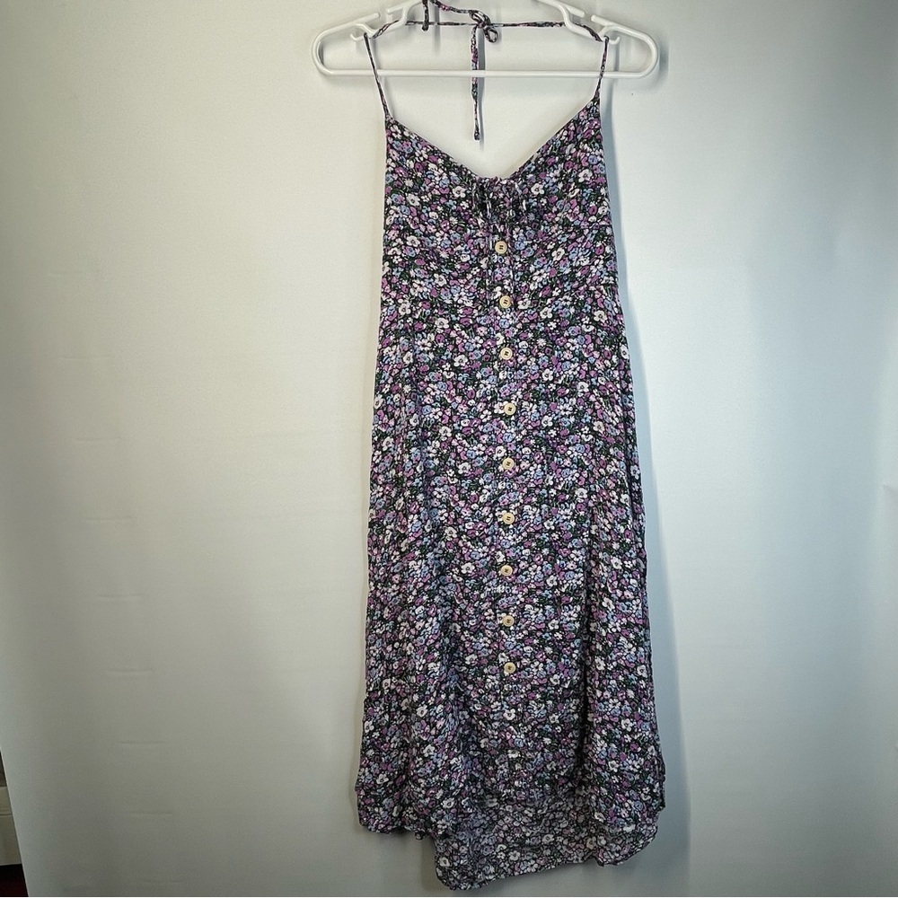 Blush Bj Purple & Black Halter Maxi Sundress L